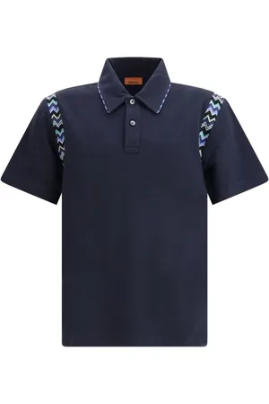 Missoni Koszulki, Mężczyzna, Niebieski, XS, Polo z detalami Zig Zag