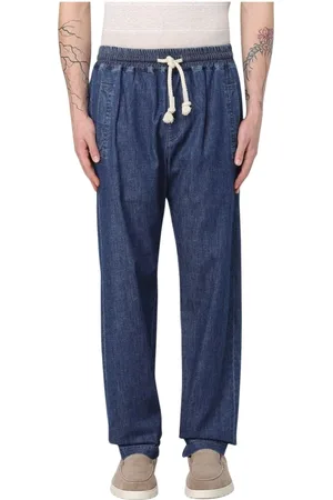 ELEVENTY Jeansy, Mężczyzna, Niebieski, L, Denim, Dżinsy ze sznurkiem Stylowy Komfort