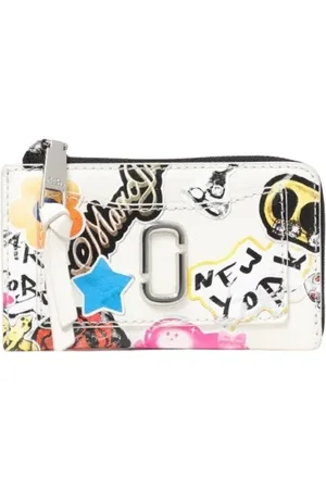 Marc Jacobs Akcesoria, Kobieta, Wielobarwność, ONE SIZE, Czerwony Kompaktowy Portfel z Naklejką Snapshot