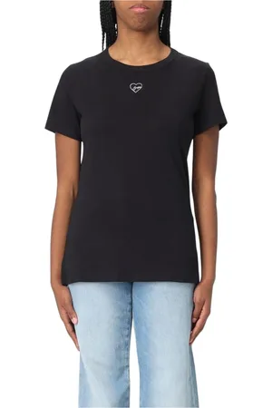 HUGO BOSS Koszulki, Kobieta, Czarny, XS, Elegant Violet Crew Neck T-Shirt