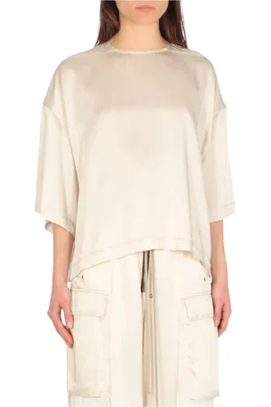 Rick Owens Bluzki, Kobieta, Beżowy, S, Zielona Jedwabna Bluzka