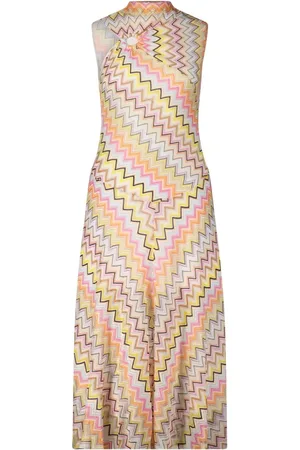 Missoni Sukienki, Kobieta, Wielobarwność, L, Sukienka A-linii w Zigzag z Detalem Pierścienia