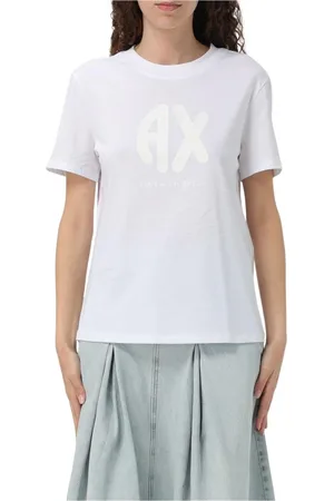 Armani Exchange Koszulki, Kobieta, Biały, XS, Czarna Koszulka z Logo dla Kobiet