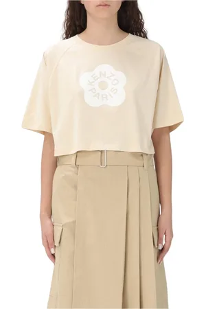 Kenzo Koszulki, Kobieta, Beżowy, XS, Elegancki Kremowy T-shirt Damski