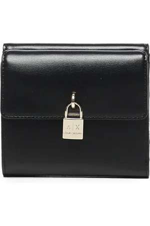 Armani Exchange Akcesoria, Kobieta, Czarny, ONE SIZE, Czarna Portmonetka z Nadrukiem Logo