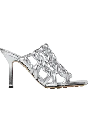 Bottega Veneta Buty, Kobieta, Szary, 38 EU, Pleteniane sandały na obcasie