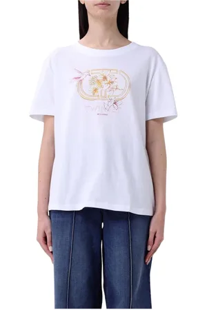 Twin-Set Koszulki, Kobieta, Biały, M, Kwiatowy Koliber T-shirt