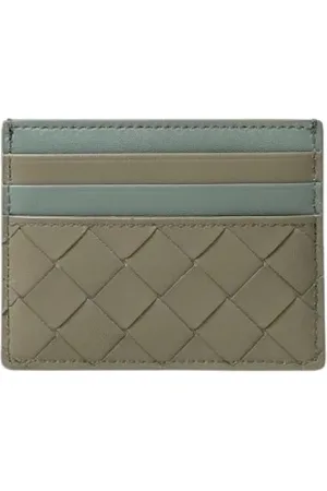 Bottega Veneta Akcesoria, Kobieta, Zielony, ONE SIZE, Zielony Portfel na Karty Intrecciato