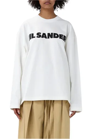 Jil Sander Koszulki, Kobieta, Biały, S, Minimalist Logo Pullover Sweater