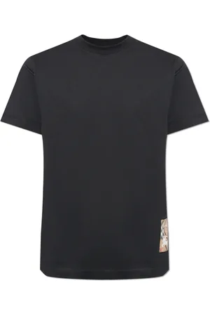 Burberry Koszulki, Mężczyzna, Czarny, M, Bawełna, Koszulka Crewneck z Naszywką Logo