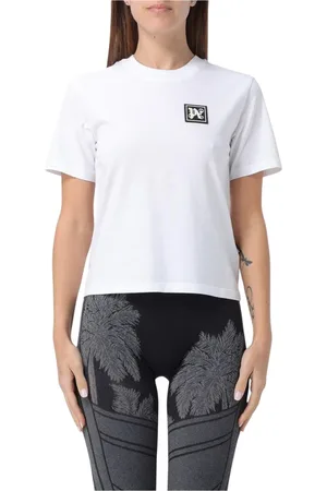 Palm Angels Koszulki, Kobieta, Biały, S, Koszulka z logo dla kobiet