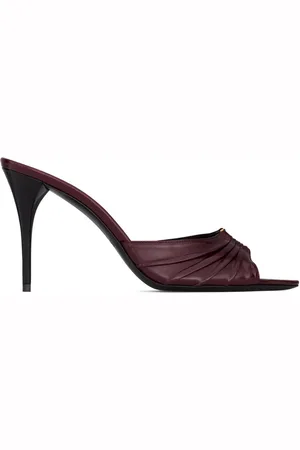 Saint Laurent Buty, Kobieta, Czerwony, 37 1/2 EU, Eleganckie Skórzane Mules dla Kobiet