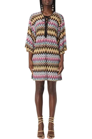 Missoni Sukienki, Kobieta, Wielobarwność, XS, Kolorowy Dzianinowy Haftowany Mini Sukienka
