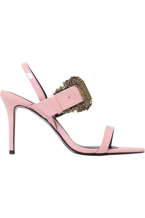 VERSACE Buty, Kobieta, Różowy, 39 EU, Czarne Lakierowane Szpilki Sandały