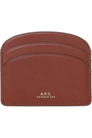 A.P.C. Akcesoria, Kobieta, brązowy, ONE SIZE, Elegancki Portfel na Karty z Skóry