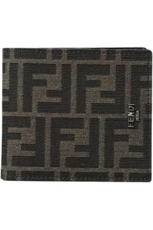 Fendi Akcesoria, Mężczyzna, Czarny, ONE SIZE, Elegancki Portfel Skórzany z Miejscami na Karty