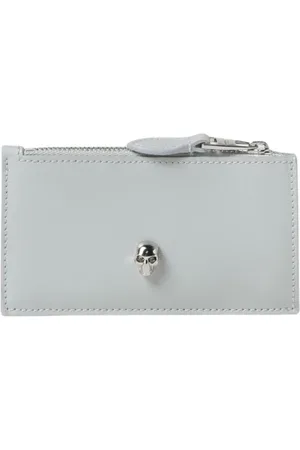 Alexander McQueen Akcesoria, Kobieta, Niebieski, ONE SIZE, Skull Portfel na Karty Szary