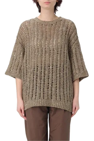 Brunello Cucinelli Swetry, Kobieta, Beżowy, S, Elegancki Sweter z Dzianiny