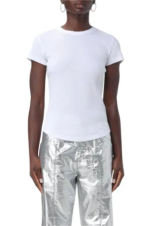 Isabel Marant Koszulki, Kobieta, Biały, S, Rajstrowany Top Slim Fit Czarny