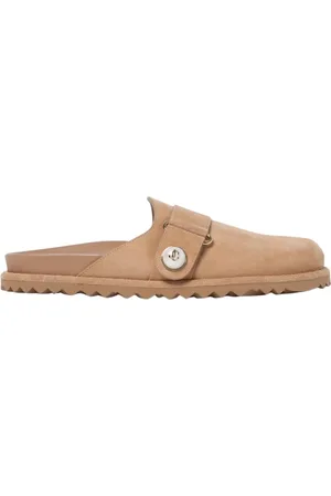 Jimmy Choo Buty, Kobieta, brązowy, 41 EU, Zamsz, Suede Button Mules Elegant Flats