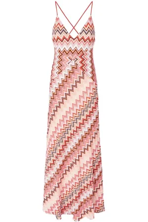 Missoni Sukienki, Kobieta, Różowy, S, Sukienka z Patchworkiem i Dekoltem w serek