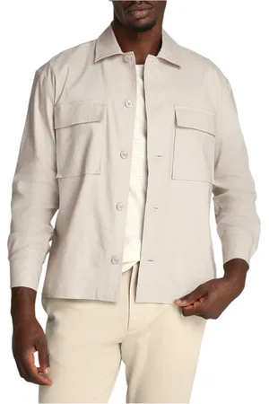 Calvin Klein Kurtki, Mężczyzna, Beżowy, 2XL, Elegancka męska koszula z długim rękawem