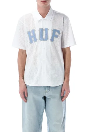 Huf Koszule, Mężczyzna, Biały, M, Stylowy T-shirt z nadrukiem psa