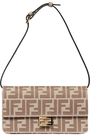 Fendi Torebki, Kobieta, Beżowy, ONE SIZE, Beżowa Torba na Ramię z Motywem Roma