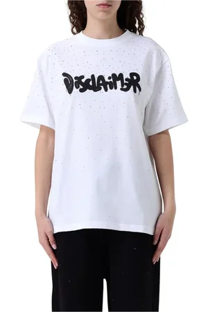 DISCLAIMER Koszulki, Kobieta, Biały, M, Błyszczący T-shirt z Grafiką