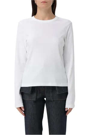 Helmut Lang Koszulki, Kobieta, Biały, M, Biała Crew Neck Tee, Elegancki Styl