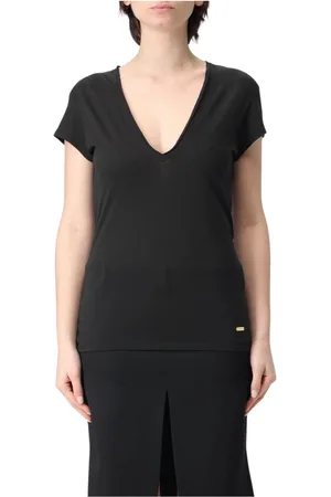 Tom Ford Koszulki, Kobieta, Czarny, L, Czarna koszulka z dekoltem w serek
