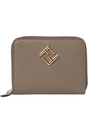 Fendi Akcesoria, Kobieta, brązowy, ONE SIZE, Brązowy Portfel z logo FF na zamek błyskawiczny