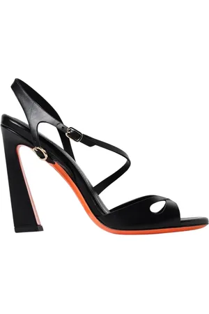 santoni Buty, Kobieta, Czarny, 36 EU, Czarne Skórzane Sandały na Wysokim Obcasie
