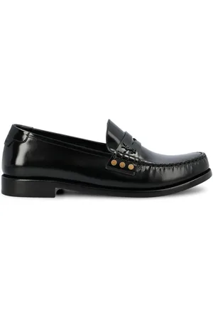Saint Laurent Buty, Mężczyzna, Czarny, 44 EU, Czarne Skórzane Lordsy