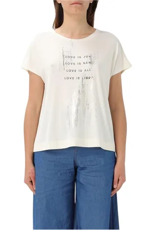 Liu Jo Koszulki, Kobieta, Biały, L, Metallic Foil Print T-shirt z krótkim rękawem