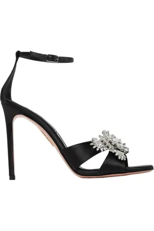 Aquazzura Buty, Kobieta, Czarny, 38 EU, Sandały z kryształkami na obcasie