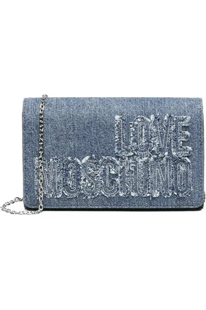 Moschino Torebki, Kobieta, Niebieski, ONE SIZE, Denim, Torba Dżinsowa z Frędzlami i Zapięciem na Magnes