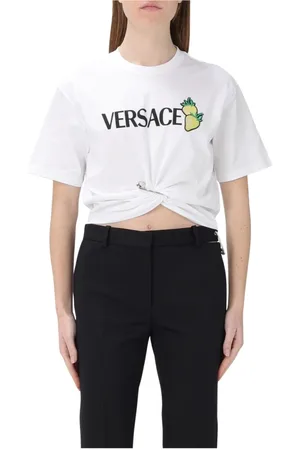 VERSACE Koszulki, Kobieta, Biały, XS, Truskawkowy T-shirt Graficzny