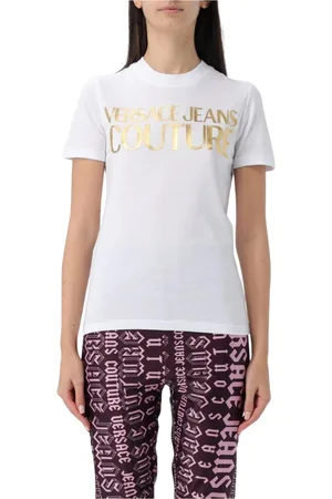 VERSACE Koszulki, Kobieta, Biały, S, Koszulka z nadrukiem logo