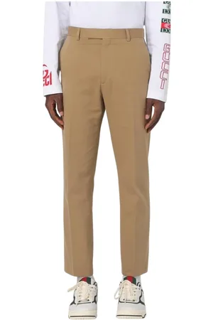 Gucci Spodnie, Mężczyzna, brązowy, M, Wielokolorowe Luźne Bawełniane Spodnie