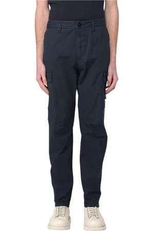 Stone Island Spodnie, Mężczyzna, Niebieski, W32, Klasyczne Cargo Spodnie