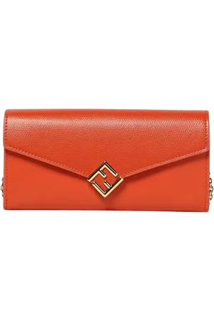 Fendi Torebki, Kobieta, Pomarańczowy, ONE SIZE, Różowa Portmonetka Łańcuszek Elegancki Design