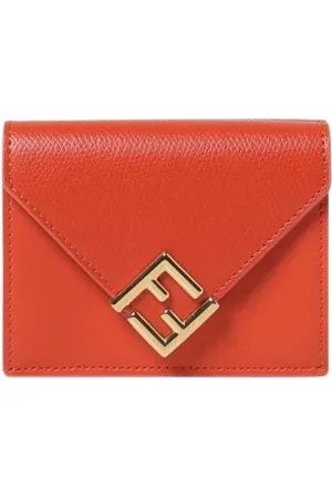 Fendi Akcesoria, Kobieta, Pomarańczowy, ONE SIZE, Pomarańczowy Portfel Skórzany