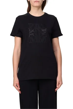 Max Mara Koszulki, Kobieta, Czarny, XS, Koszulka z haftem