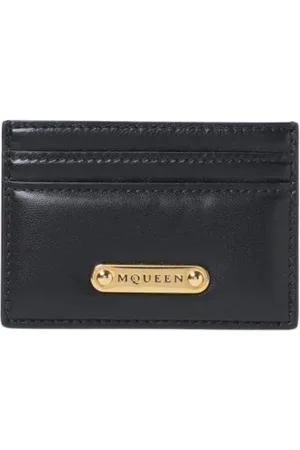 Alexander McQueen Akcesoria, Kobieta, Czarny, ONE SIZE, Czarny Portfel na Karty z Skóry