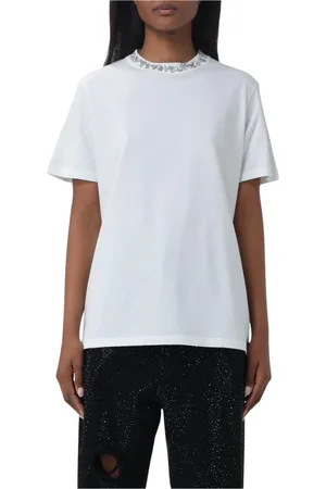 Golden Goose Koszulki, Kobieta, Biały, L, Minimalist Embellished Neckline T-Shirt