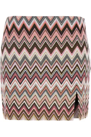 Missoni Spódnice, Kobieta, Wielobarwność, M, Różowa Mini Spódnica w Zigzag Kobieta