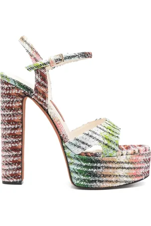 Missoni Buty, Kobieta, Wielobarwność, 39 EU, Sandały w paski z lurexem i cekinami
