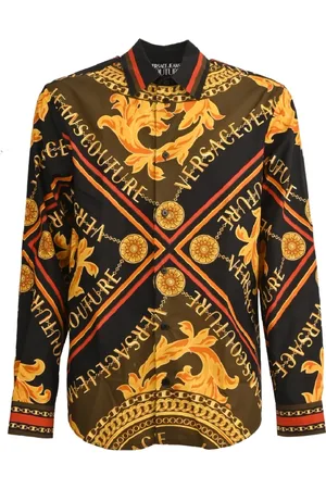 VERSACE Koszule, Mężczyzna, Wielobarwność, L, Wielokolorowa Jedwabna Koszula
