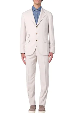 Brunello Cucinelli Garnitury, Mężczyzna, Beżowy, 2XL, Beżowy Dwuczęściowy Garnitur Ponadczasowa Elegancja